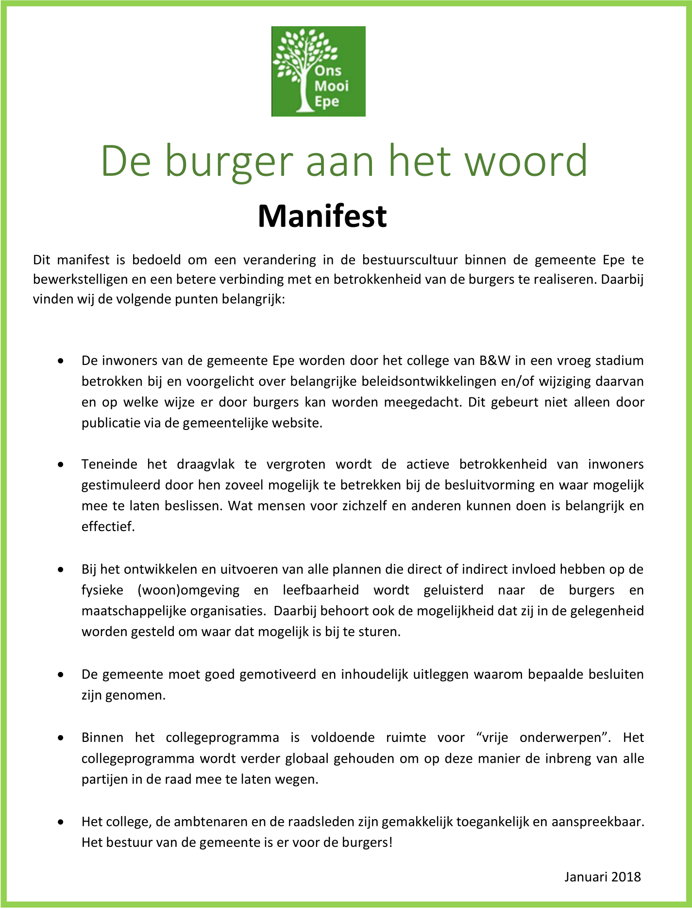 Manifest democratie Epe